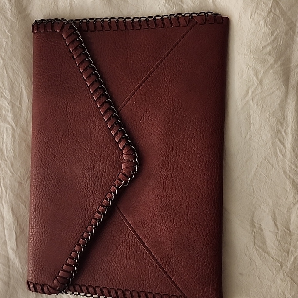 Faux Leather Burgandy Clutch